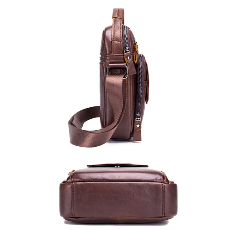BULL CAPTAIN 777 Men Leather Shoulder Bag First-Layer Cowhide Retro Large Capacity Satchel(Black)