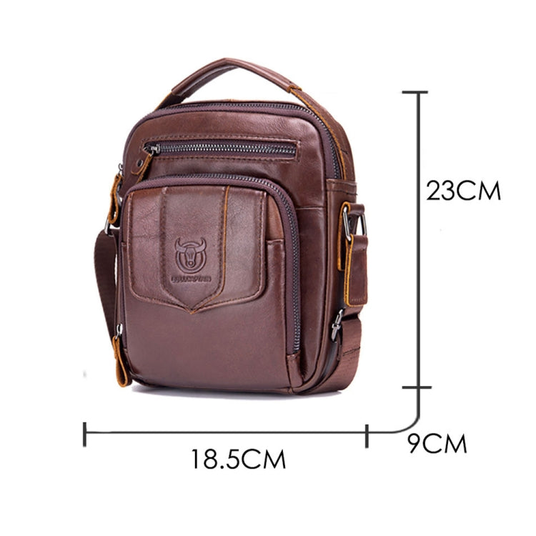 BULL CAPTAIN 777 Men Leather Shoulder Bag First-Layer Cowhide Retro Large Capacity Satchel(Black)