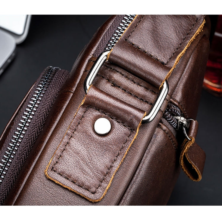 BULL CAPTAIN 777 Men Leather Shoulder Bag First-Layer Cowhide Retro Large Capacity Satchel(Black)