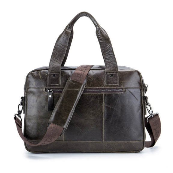 BULL CAPTAIN 042 Men Leather Single-shoulder Messenger Bag Cowhide Handheld Briefcase(Yellow Brown)