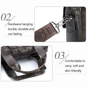 BULL CAPTAIN 042 Men Leather Single-shoulder Messenger Bag Cowhide Handheld Briefcase(Yellow Brown)