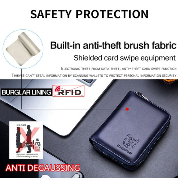 BULL CAPTAIN 05 Head Layer Leather Card Bag Men Casual Leather Driver License Card Package(Black)