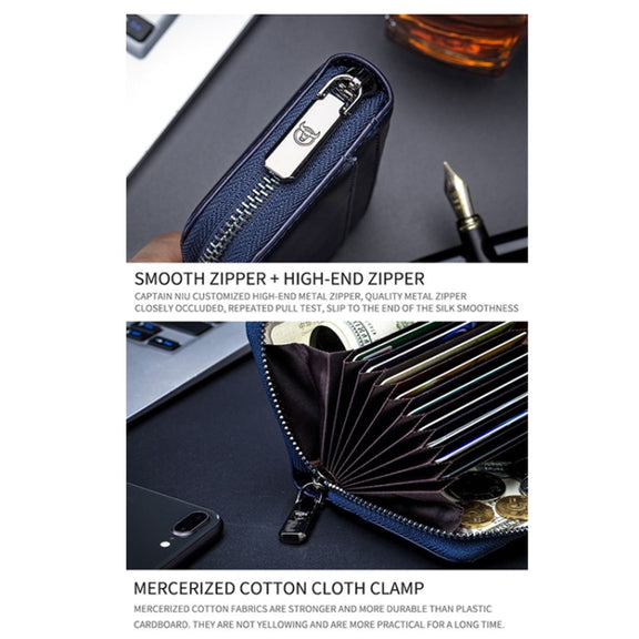 BULL CAPTAIN 05 Head Layer Leather Card Bag Men Casual Leather Driver License Card Package(Black)
