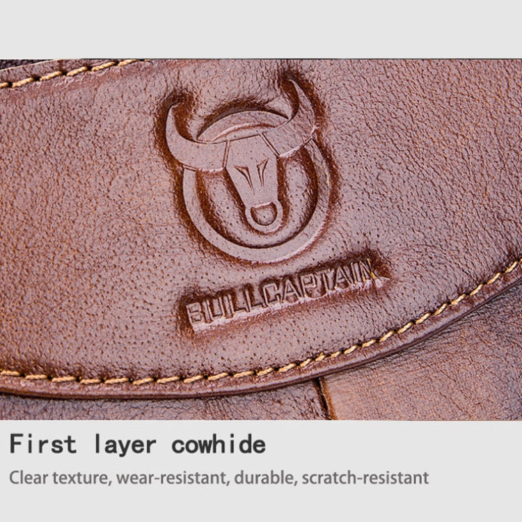 BULL CAPTAIN 044 14 Inch Handheld Computer Briefcase Men Leather Messenger Bag(Brown)