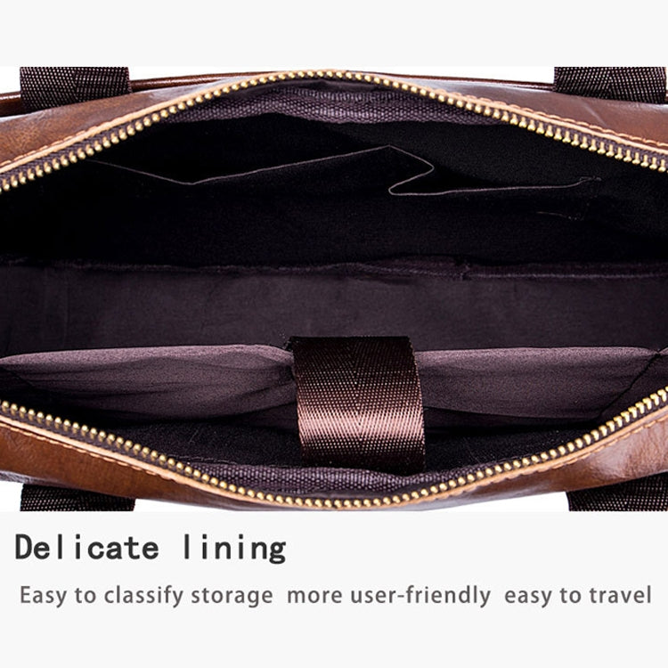 BULL CAPTAIN 044 14 Inch Handheld Computer Briefcase Men Leather Messenger Bag(Brown)