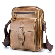 BULL CAPTAIN 053 Men Messenger Bag Cowhide Large Capacity Briefcase, Specification���Large (Dark Brown)