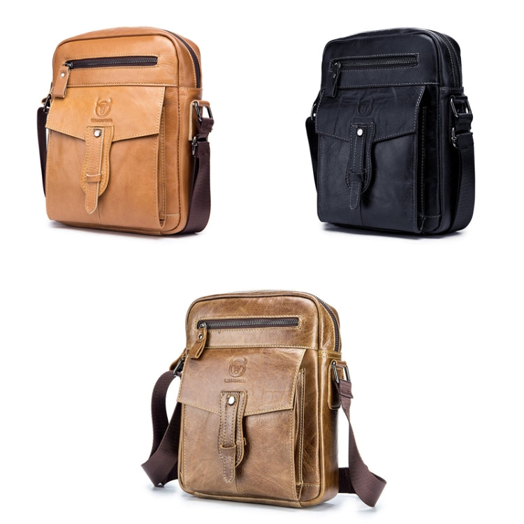 BULL CAPTAIN 053 Men Messenger Bag Cowhide Large Capacity Briefcase, Specification���Large (Dark Brown)