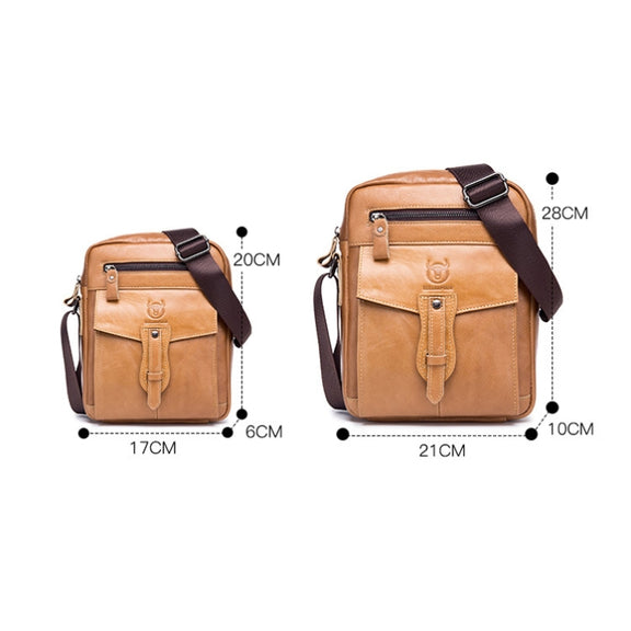 BULL CAPTAIN 053 Men Messenger Bag Cowhide Large Capacity Briefcase, Specification���Large (Dark Brown)