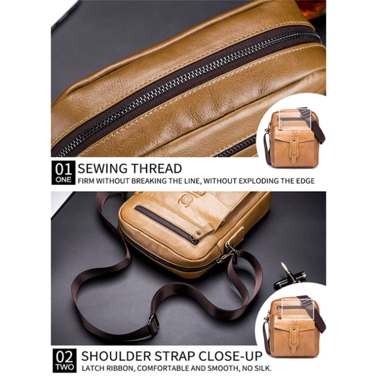 BULL CAPTAIN 053 Men Messenger Bag Cowhide Large Capacity Briefcase, Specification���Large (Dark Brown)