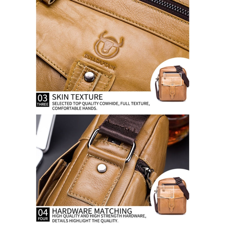 BULL CAPTAIN 053 Men Messenger Bag Cowhide Large Capacity Briefcase, Specification���Large (Dark Brown)