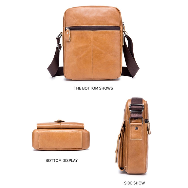 BULL CAPTAIN 053 Men Messenger Bag Cowhide Large Capacity Briefcase, Specification���Small (Dark Brown)
