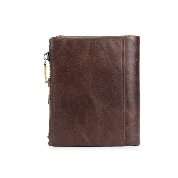 BULL CAPTAIN 021 Leather Men Vertical Wallet Short Multi-Function Wallet(Brown)