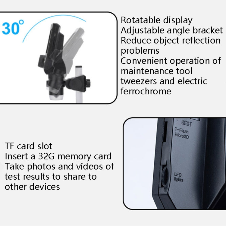 G1000 Digital Microscope HD Mobile Phone Repair Electron Microscope, Specification: Aluminum Plastic Bracket