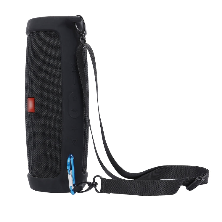 For JBL Charge 4 Bluetooth Speaker Portable Silicone Protective Cover with Shoulder Strap & Carabiner(Navy Blue)