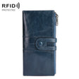 Retro Ladies RFID Wallet Leather Long Mobile Phone Bag(Blue) - free shipping - PMC TechLife - Order now!