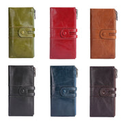Retro Ladies RFID Wallet Leather Long Mobile Phone Bag(Red)