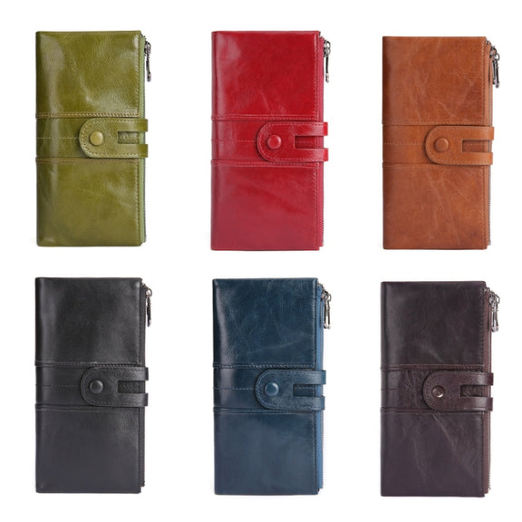 Retro Ladies RFID Wallet Leather Long Mobile Phone Bag(Black)
