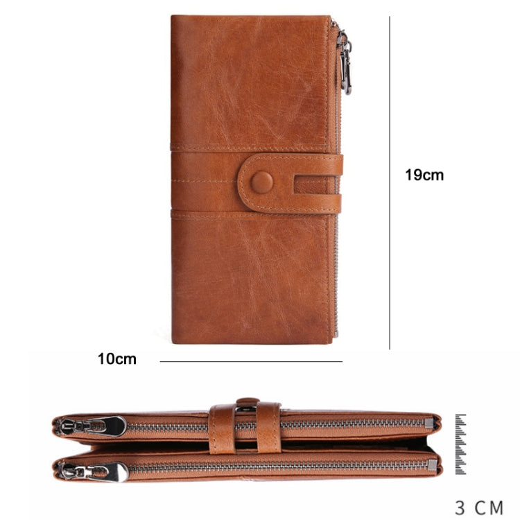 Retro Ladies RFID Wallet Leather Long Mobile Phone Bag(Purple Coffee color)
