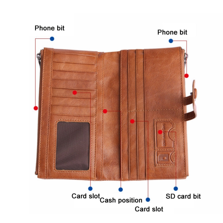 Retro Ladies RFID Wallet Leather Long Mobile Phone Bag(Blue)