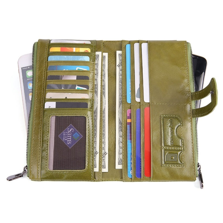 Retro Ladies RFID Wallet Leather Long Mobile Phone Bag(Blue)