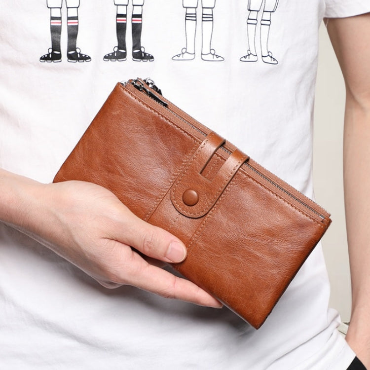 Retro Ladies RFID Wallet Leather Long Mobile Phone Bag(Green)
