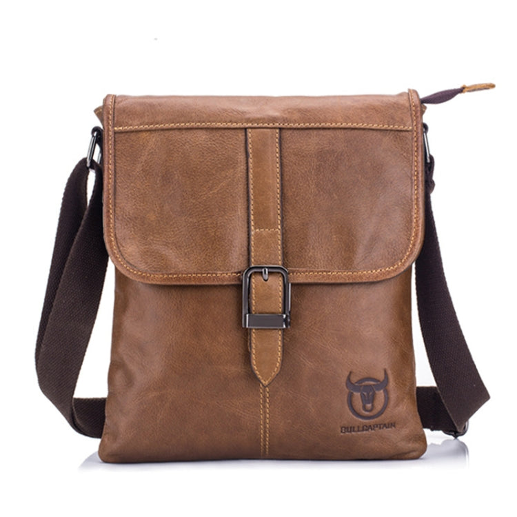 BULL CAPTAIN 034 Men Leather Shoulder Bag Sports Outdoor First-Layer Cowhide Bag(Brown)