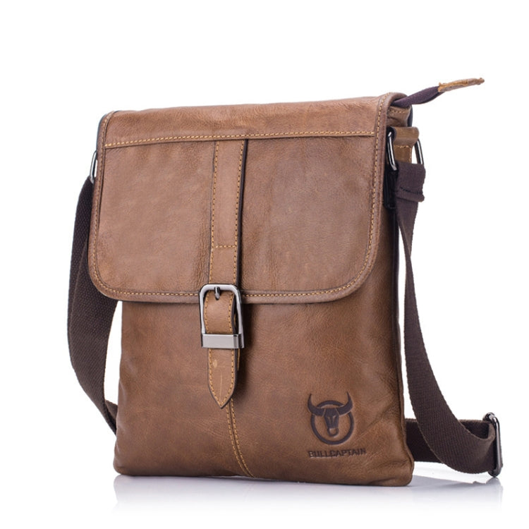 BULL CAPTAIN 034 Men Leather Shoulder Bag Sports Outdoor First-Layer Cowhide Bag(Brown)