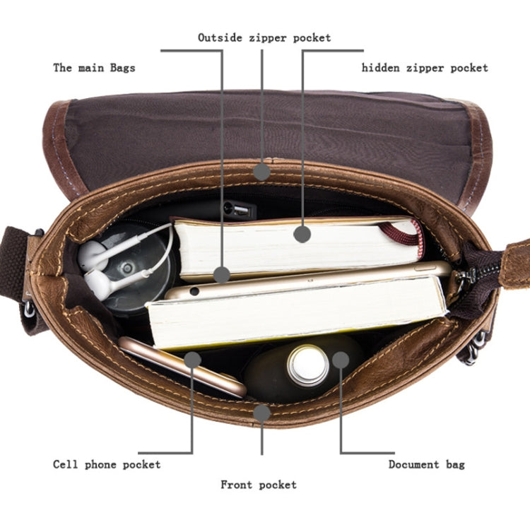 BULL CAPTAIN 034 Men Leather Shoulder Bag Sports Outdoor First-Layer Cowhide Bag(Brown)