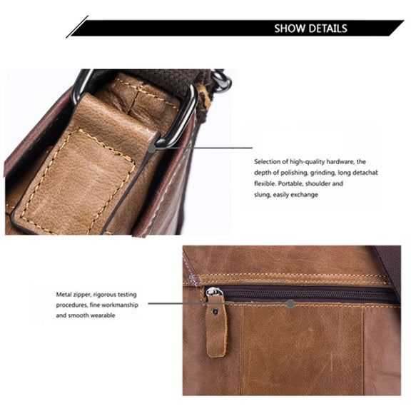 BULL CAPTAIN 034 Men Leather Shoulder Bag Sports Outdoor First-Layer Cowhide Bag(Brown)