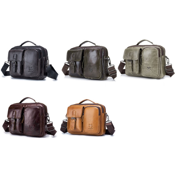 BULL CAPTAIN 036 Men Leather Shoulder Bag Retro First-Layer Cowhide Messenger Bag(Brown)