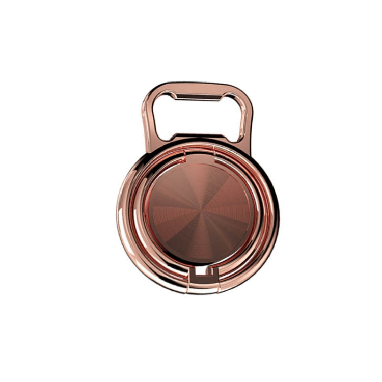 3 PCS Bottle Opener Folding Metal Mobile Phone Bracket Ring Buckle Bracket Car Magnets Live Desktop Bracket(Rose Gold)