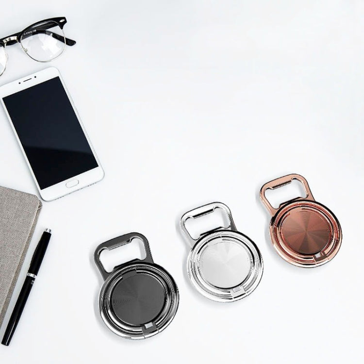 3 PCS Bottle Opener Folding Metal Mobile Phone Bracket Ring Buckle Bracket Car Magnets Live Desktop Bracket(Rose Gold)