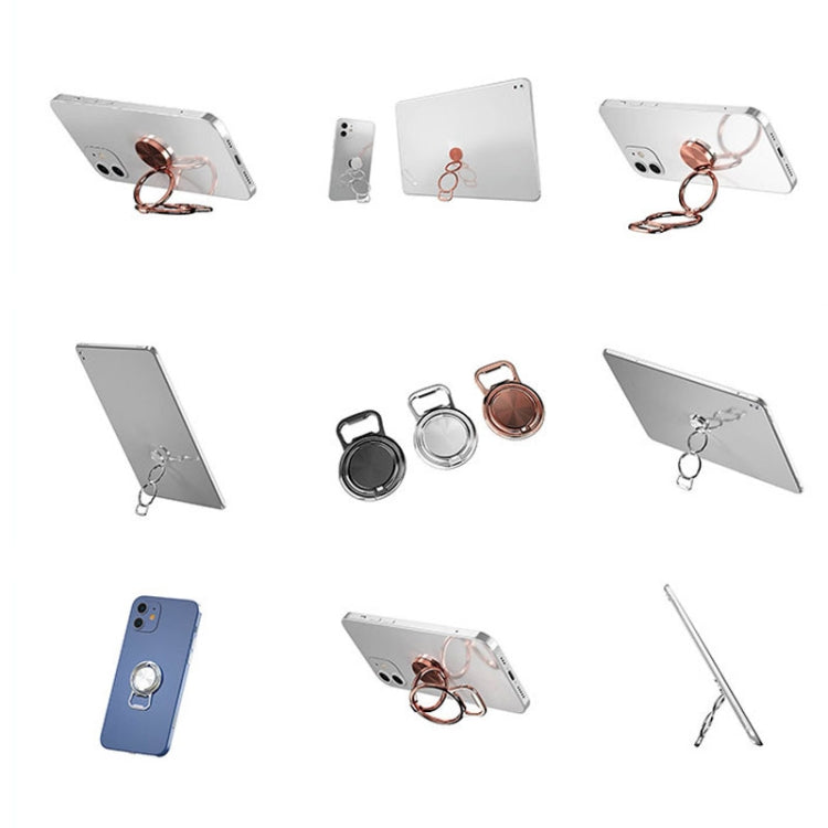 3 PCS Bottle Opener Folding Metal Mobile Phone Bracket Ring Buckle Bracket Car Magnets Live Desktop Bracket(Rose Gold)