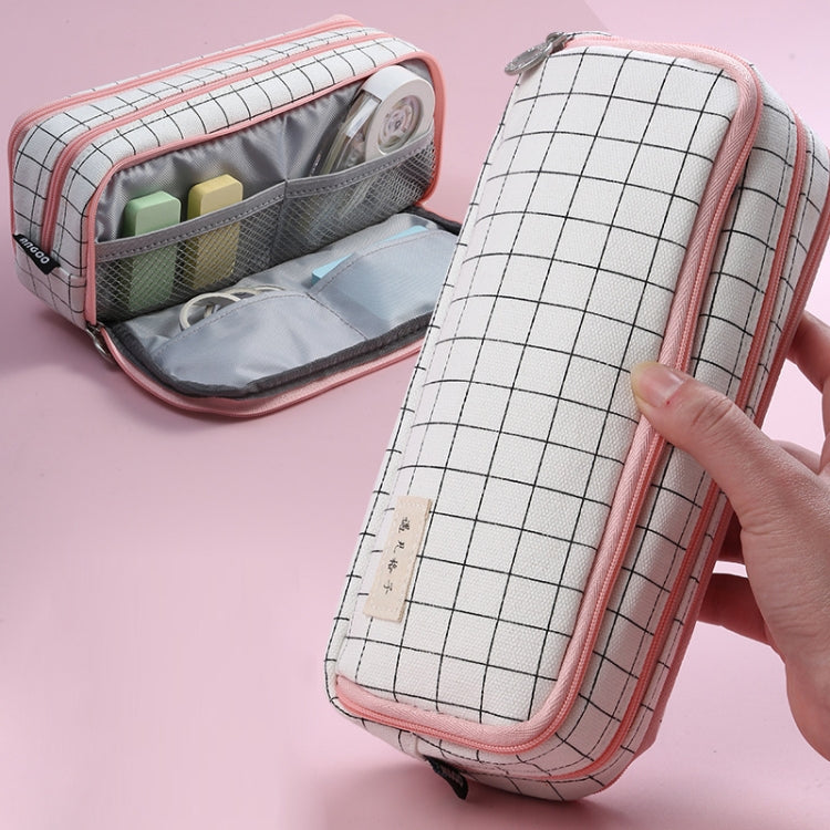 Angoo Double-Open Multi-Layer Stationery Pencil Case Multifunctional Cosmetic Bag(Palm Black And White)