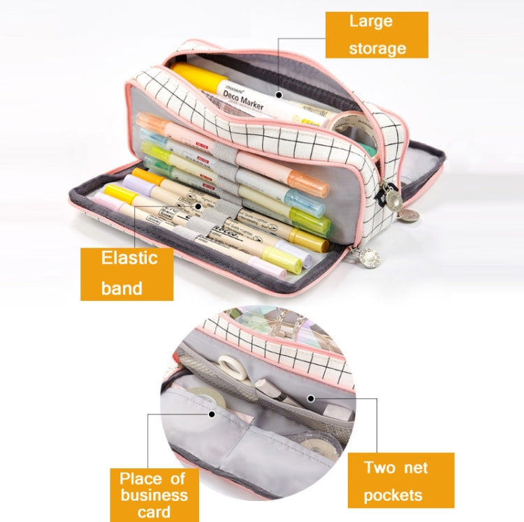 Angoo Double-Open Multi-Layer Stationery Pencil Case Multifunctional Cosmetic Bag(Ink Painting)