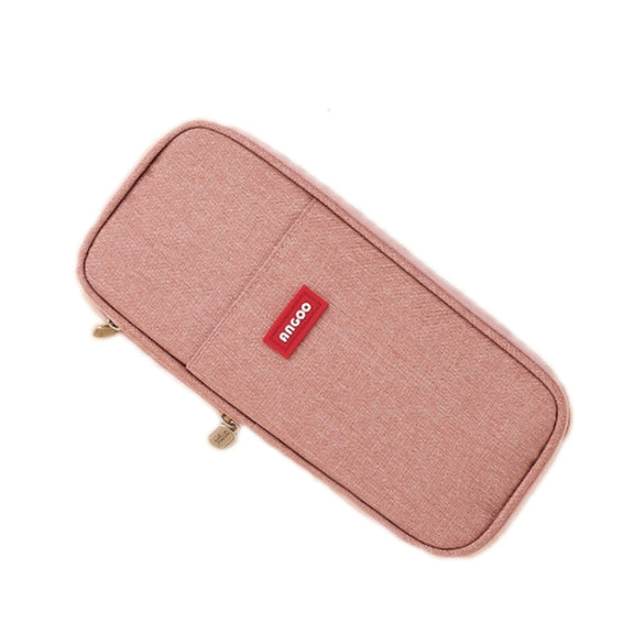 Angoo Cotton And Linen Large Capacity Pencil Stationery Bag(876 Dark Pink)