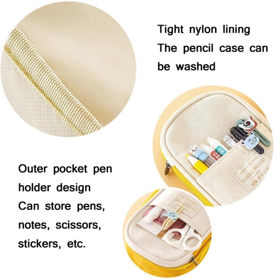 Angoo Cotton And Linen Large Capacity Pencil Stationery Bag(572 Navy / Beige)