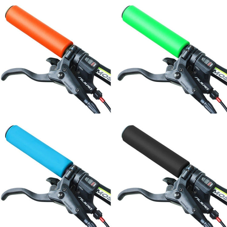 4 Pairs Mountain Folding Bicycle Silicone Foaming Sponge Handle Cover Rubber Shock Absorbing Anti-Slip Handle Set(Black)
