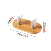 2 PCS Stainless Steel Bamboo Double Row Hook Kitchen Bathroom Door Adhesive Solid Wood Hook(Double Hook)