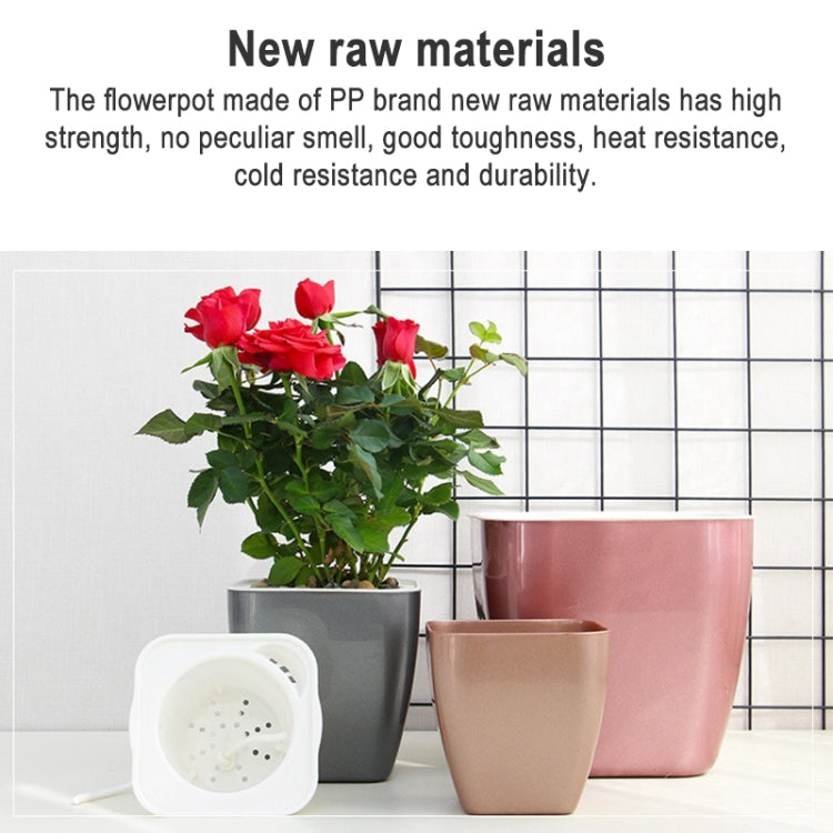 Imitation Metal Colorful Water Storage Plastic Flowerpot, Size: G109 Medium Pot(Square Rose Gold)
