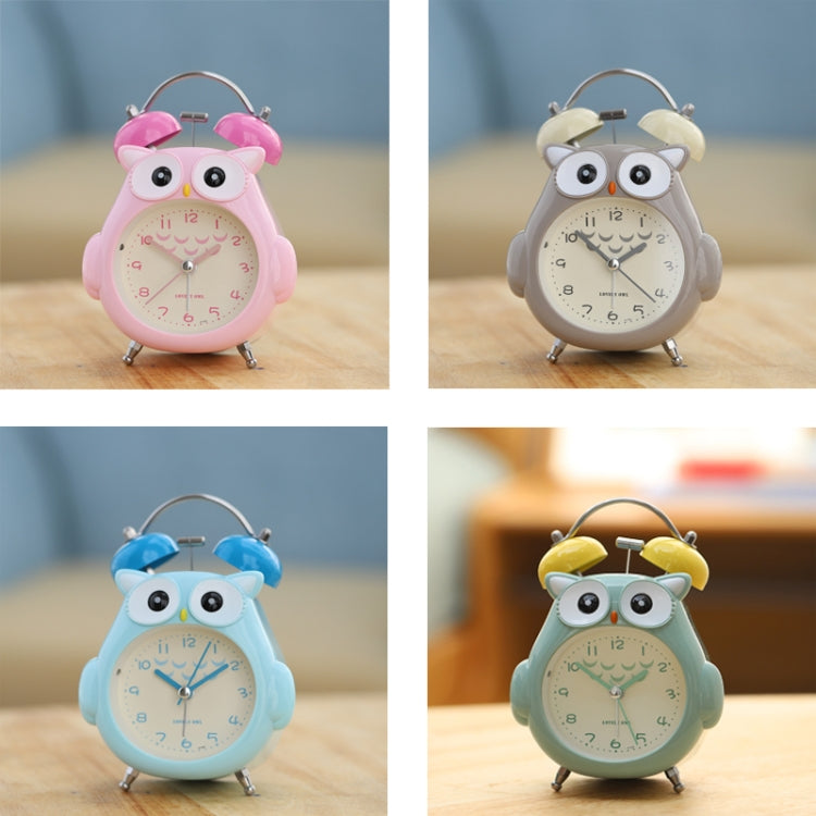 3 Inch Children Cartoon Owl Luminous Silent Bedside Snooze Small Alarm Clock(Gray)