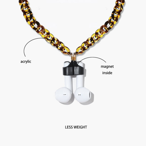 Wireless Earphones Acrylic Strong Magnetic Anti-Lost Chain For AirPods(Leopard)