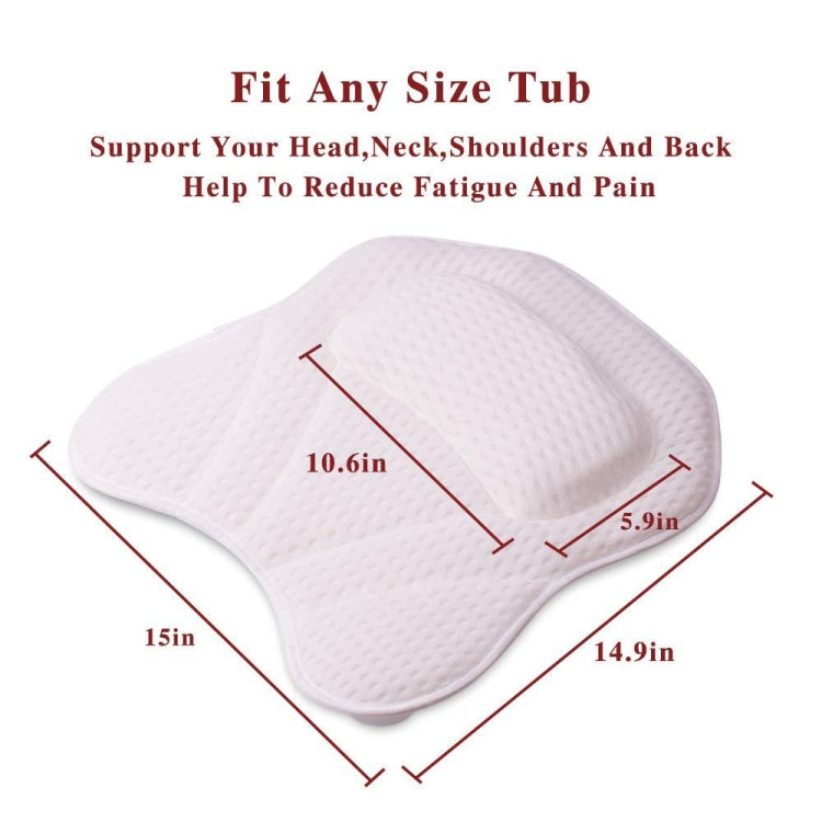 Machine Washable Mesh Cloth 3D Wave Bathtub Pillow Bathroom Bath Headrest(White)