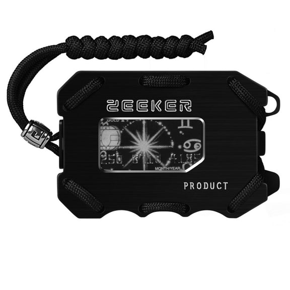 ZEEKER Metal Card Holder RFID Multifunctional EDC Wallet Large Capacity Minimalist Card Holder With Bottle Opener Function, Colour: Black Brushed