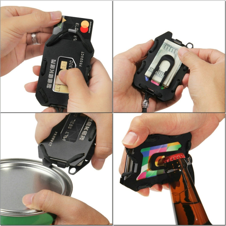 ZEEKER Metal Card Holder RFID Multifunctional EDC Wallet Large Capacity Minimalist Card Holder With Bottle Opener Function, Colour: Black Brushed