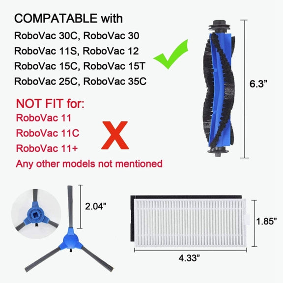26PCS/Set Sweeper Accessories For Eufy RoboVac 11S/15T/30/30C/15C/12/35C
