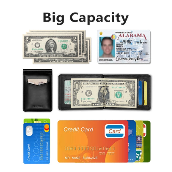New-Bring Anti-Theft RFID Card Holder Men Ultra-Thin Card Holder Multi-Card Position ID Leather Case(Black)