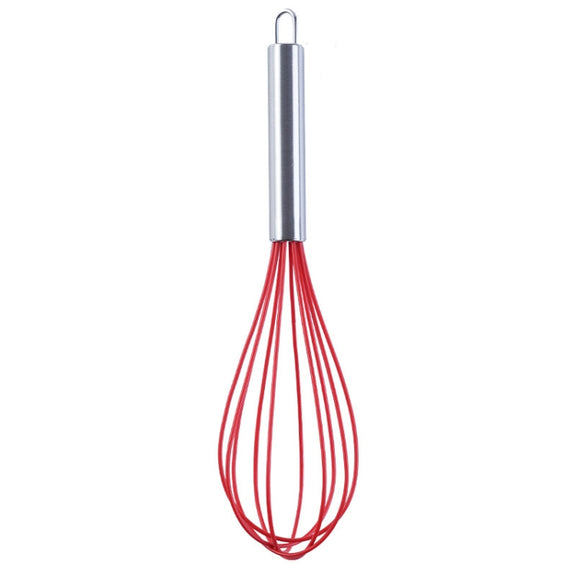Silicone Egg Beater Home Egg Mixer Kitchen Gadgets Cream Baking Tools, Colour: 12 inch Red