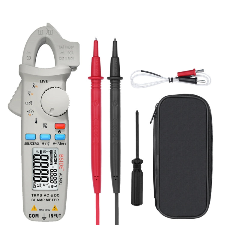 BSIDE ACM91 Digital Clamp Meter AC/DC Current 1mA True RMS Auto Range  Capacitor Tester Multimeter(Grey)