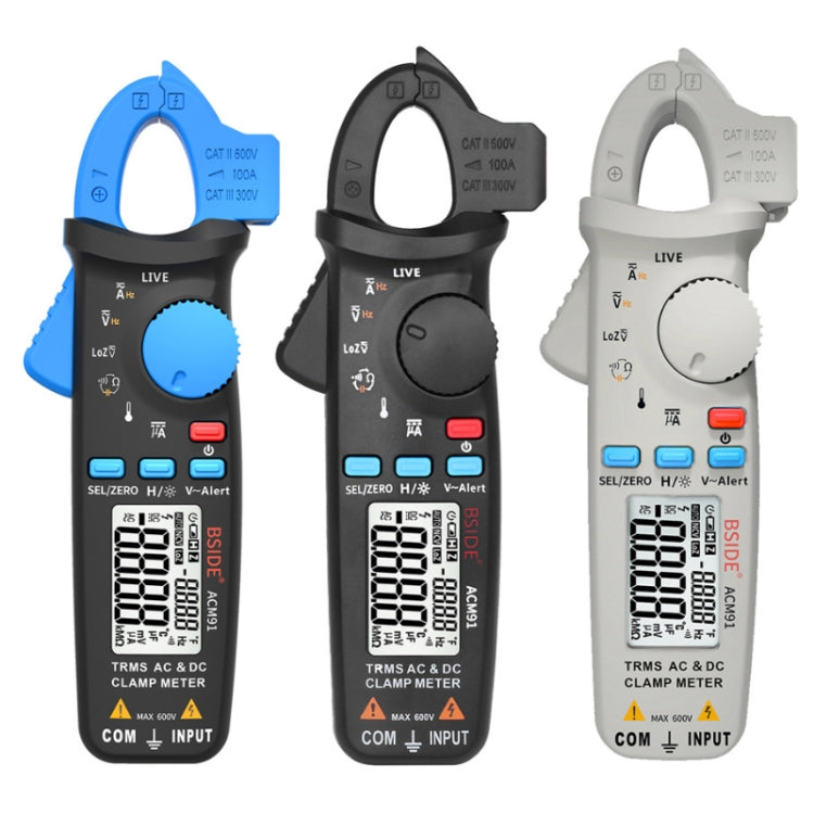 BSIDE ACM91 Digital Clamp Meter AC/DC Current 1mA True RMS Auto Range  Capacitor Tester Multimeter(Blue)